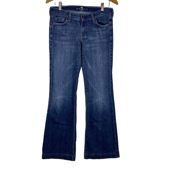 7 for all mankind DOJO Jeans / Flare Leg / Lattice Pocket / Medium Wash Sz 29 - Picture 3 of 12